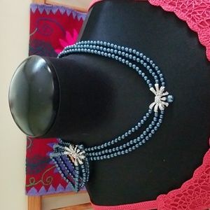 Faux Pearl Necklace & Bracelet Set